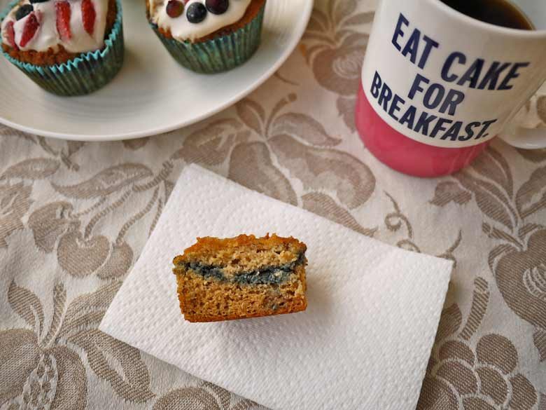 4th of July Menu: Cherry-Vanilla Muffins w/ Whipped Cream & Berries (paleo, GF)