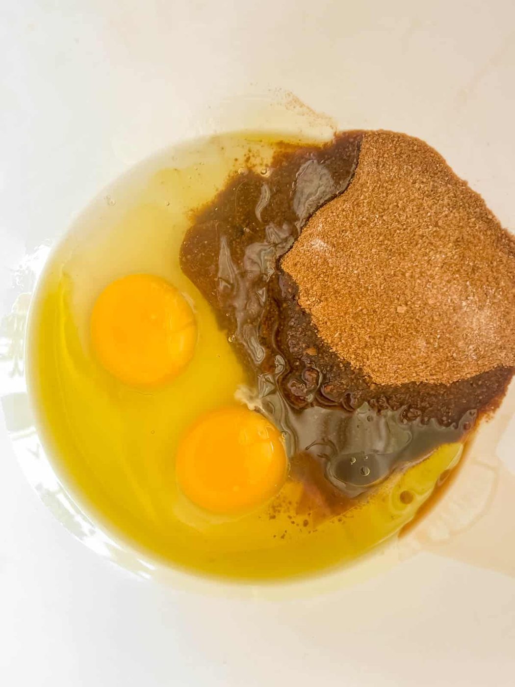 The wet ingredients in a bowl.