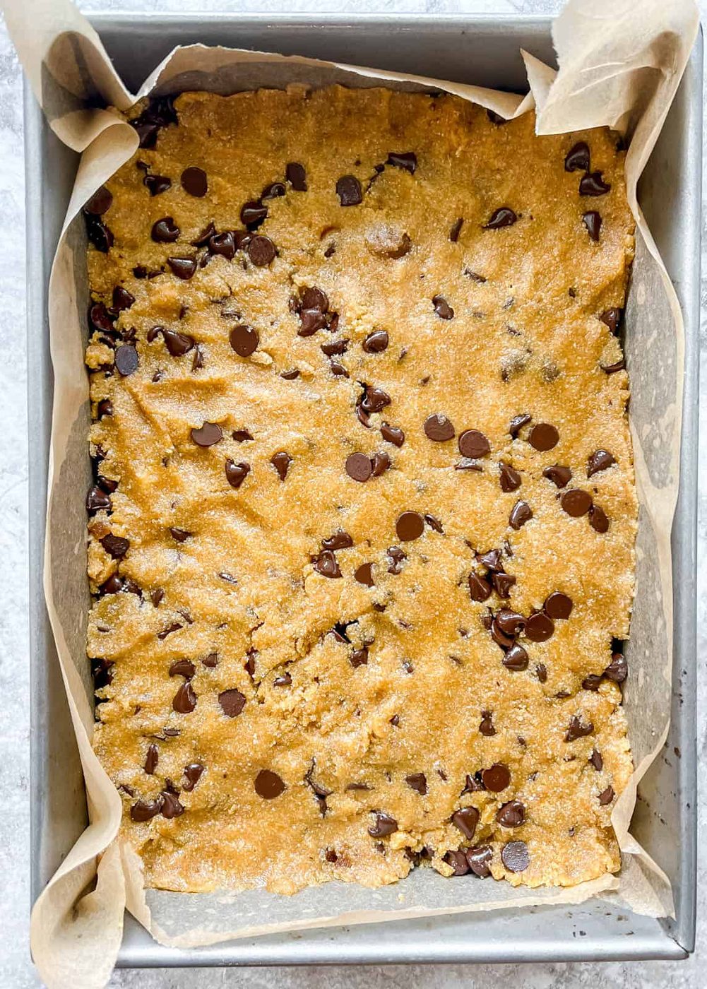 Almond flour egg yolk cookie bars before cooking.