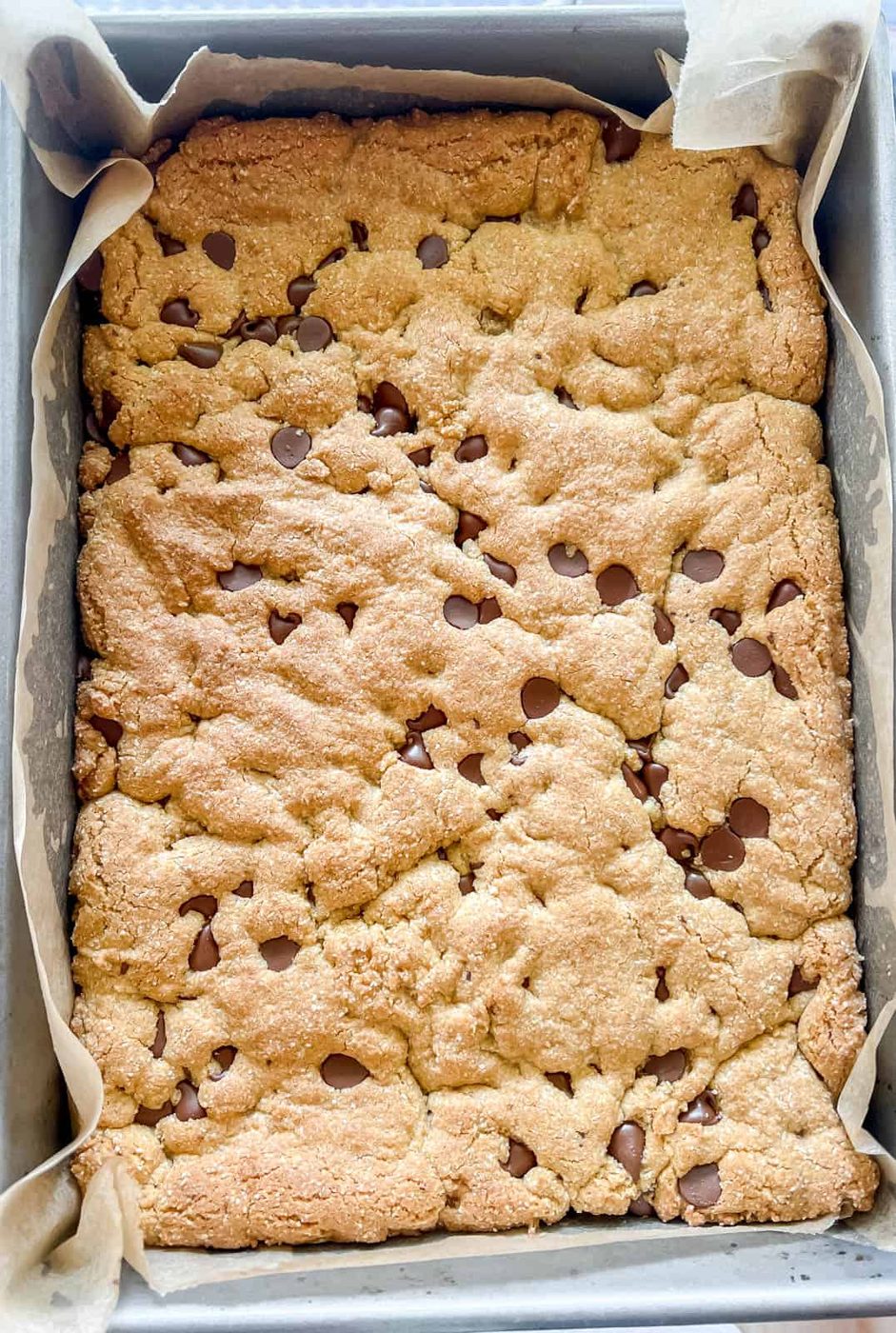 Almond flour egg yolk cookie bars after baking.