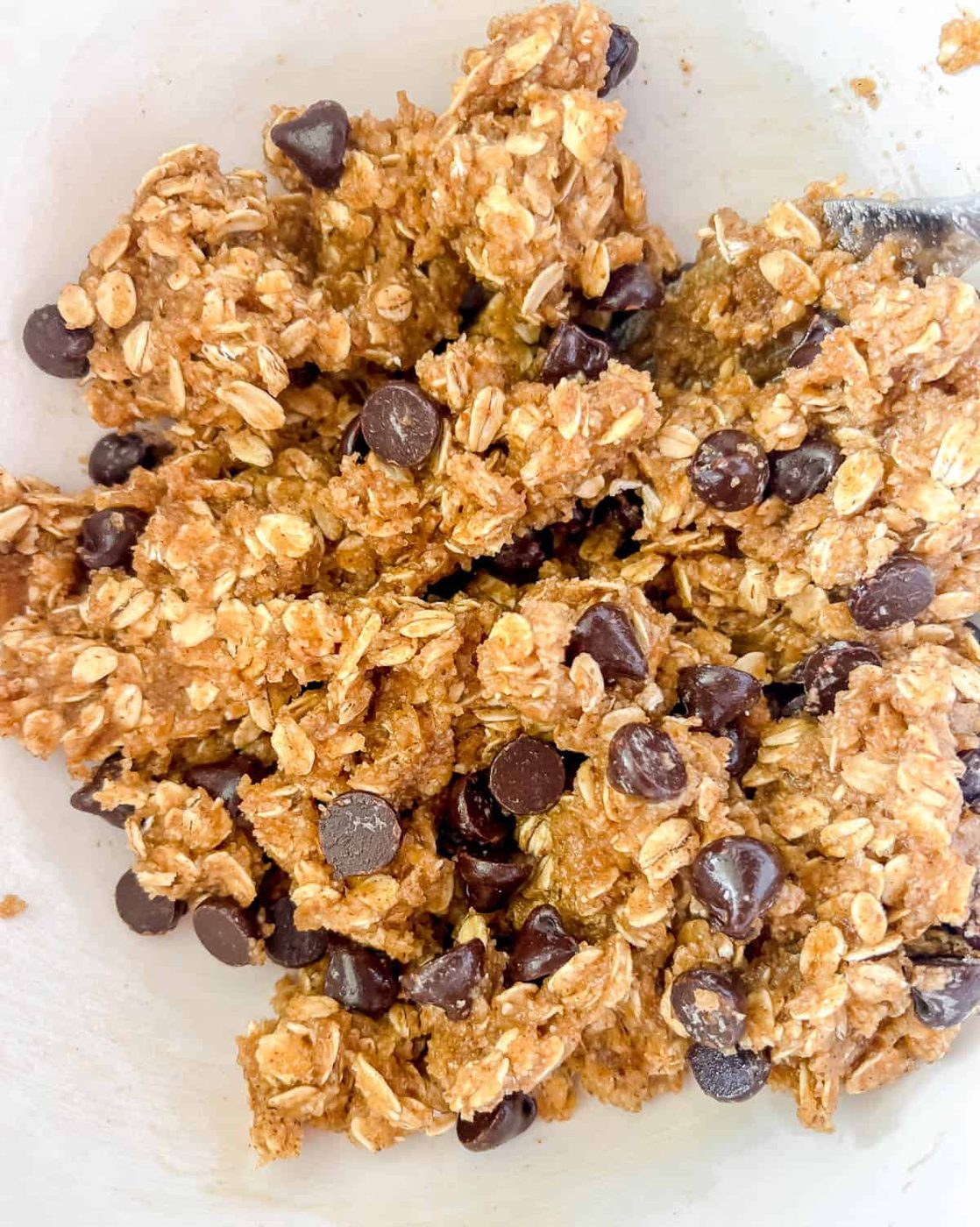 Chocolate chips added to the cookie batter.