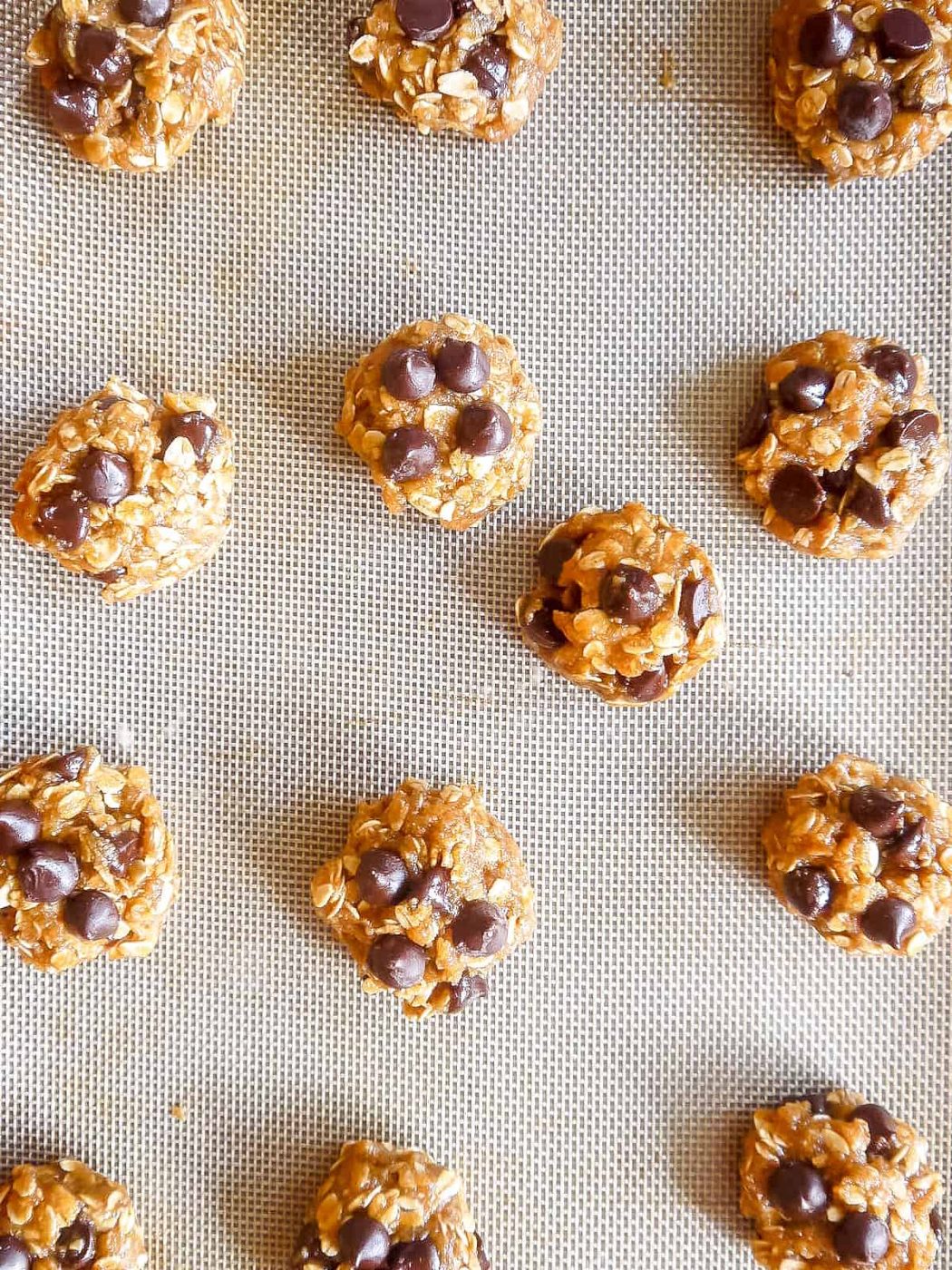 Dough rolled into balls and put on a cookie sheet.