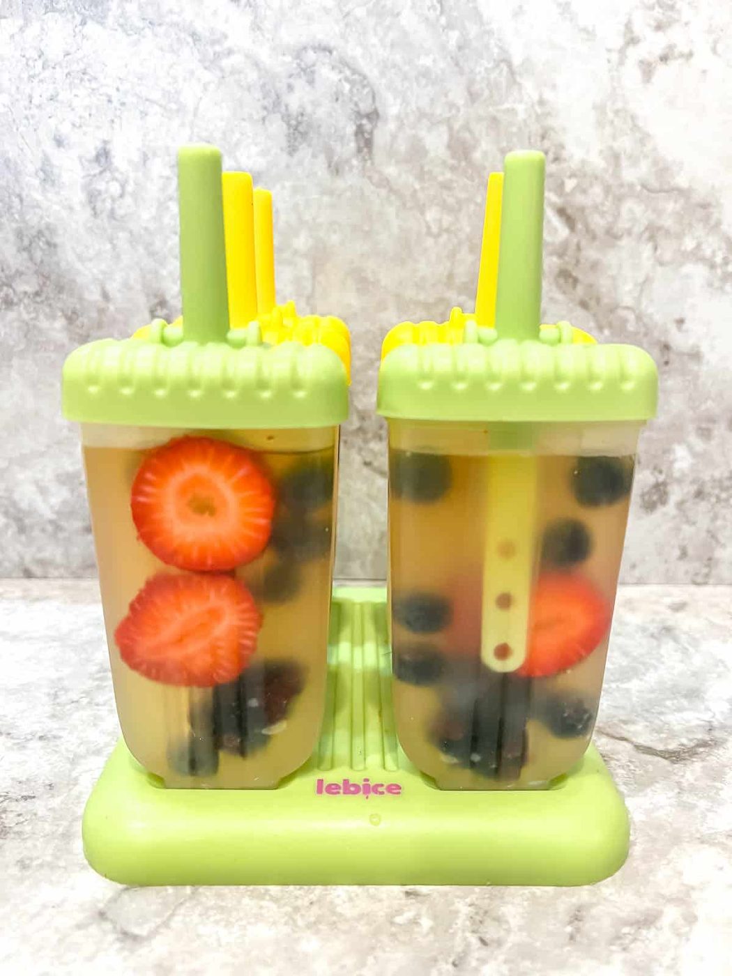 Tops added to the popsicle molds.