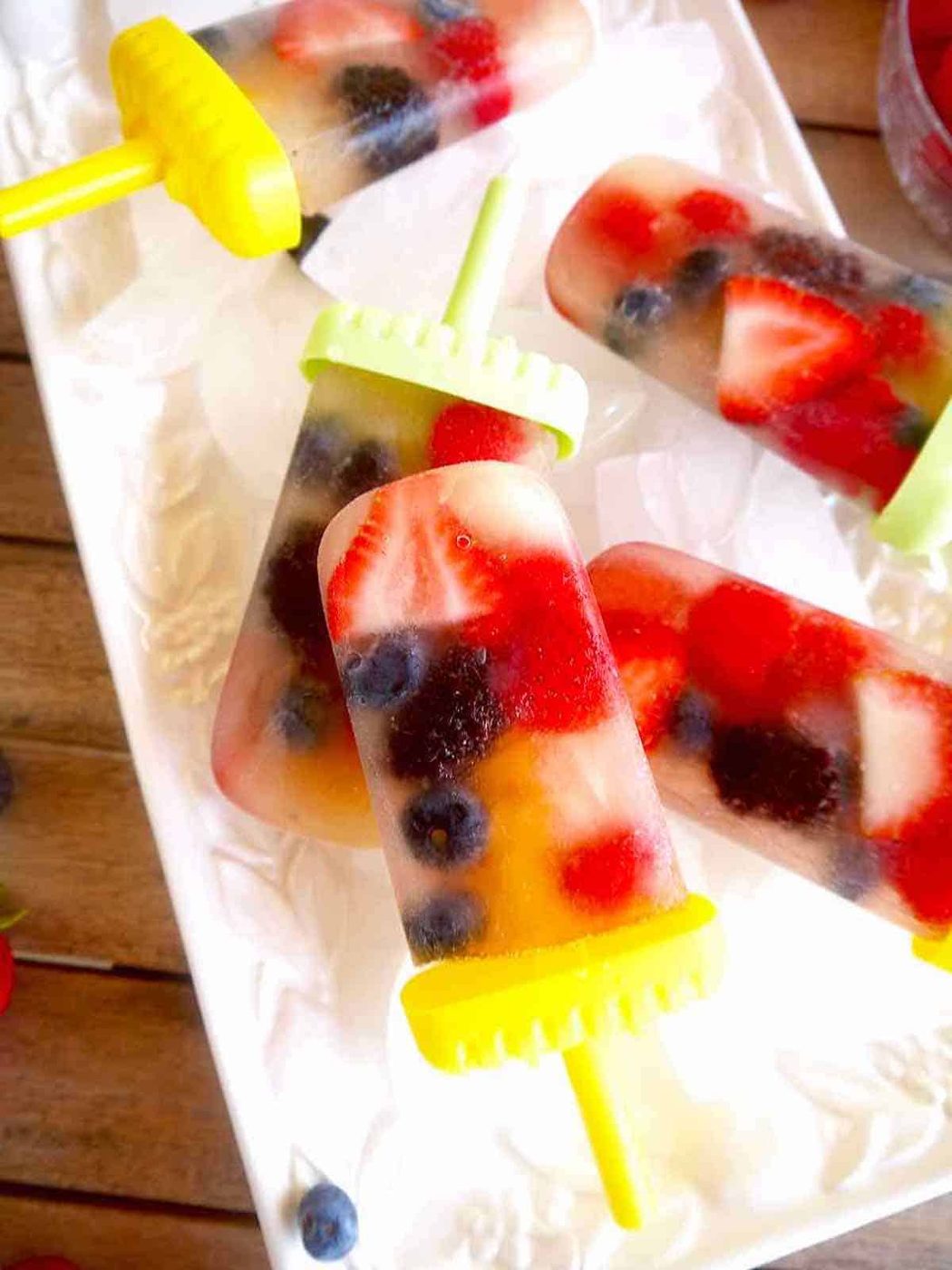 Frozen apple juice popsicles.