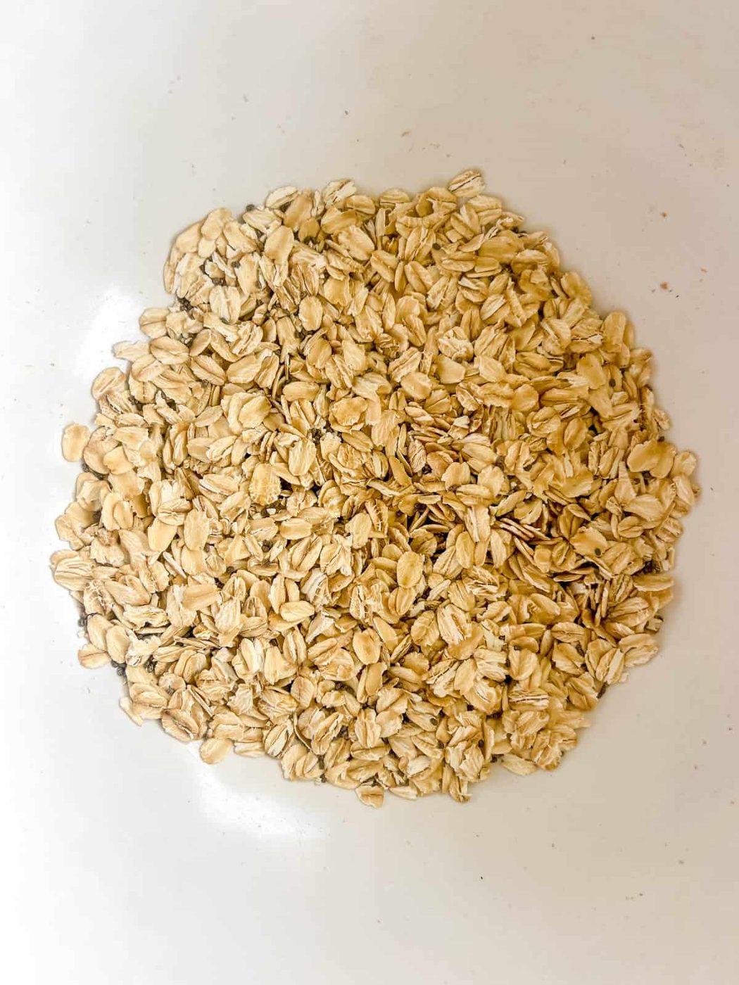 Oats and chia seeds in a bowl.