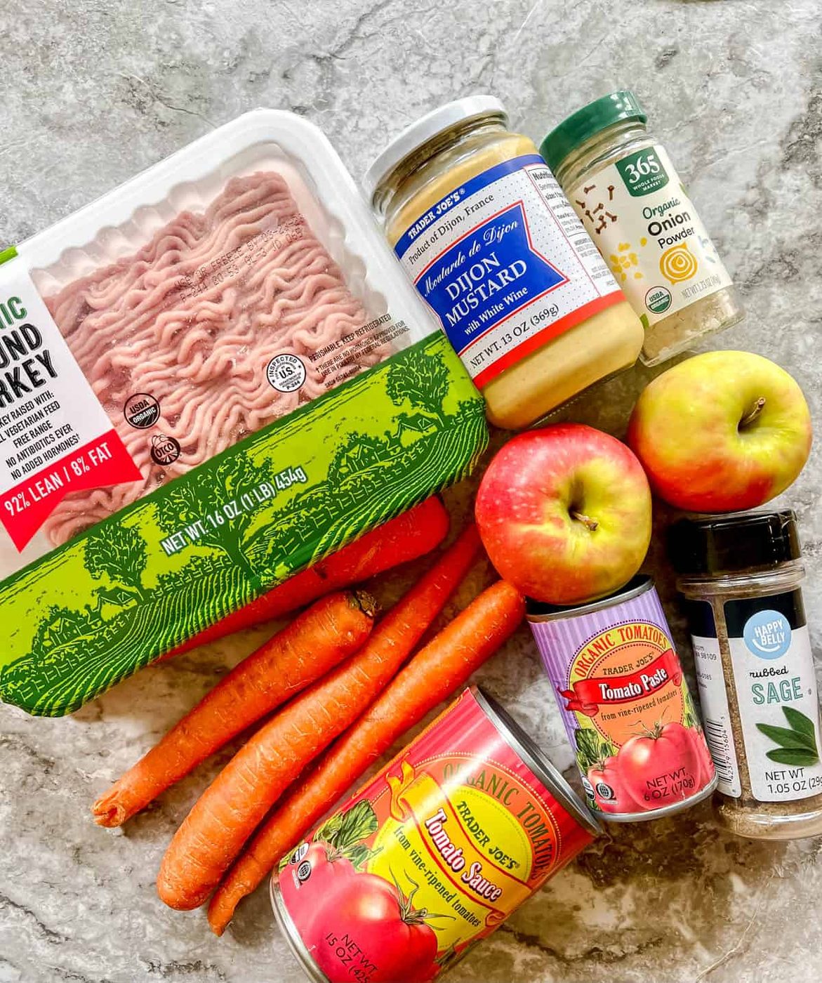 Ingredients needed to make ground turkey shepherd's pie lighter.