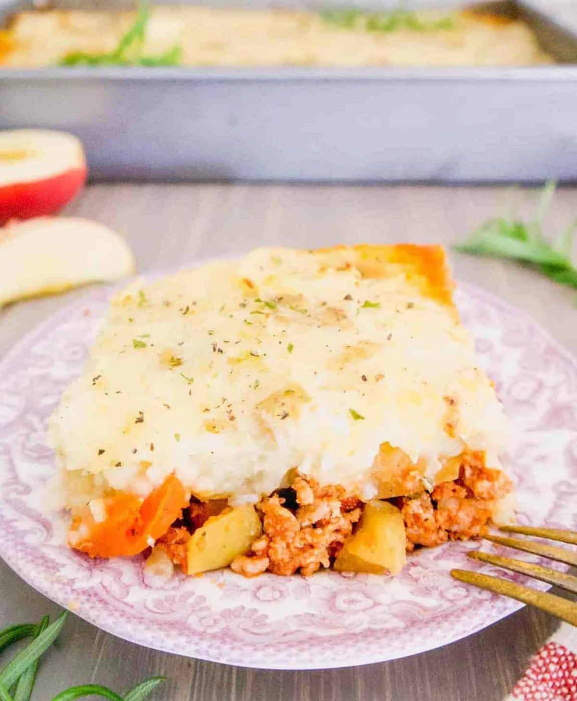 Lighter Shepherd’s Pie with Ground Turkey and Apple, Paleo, Whole30