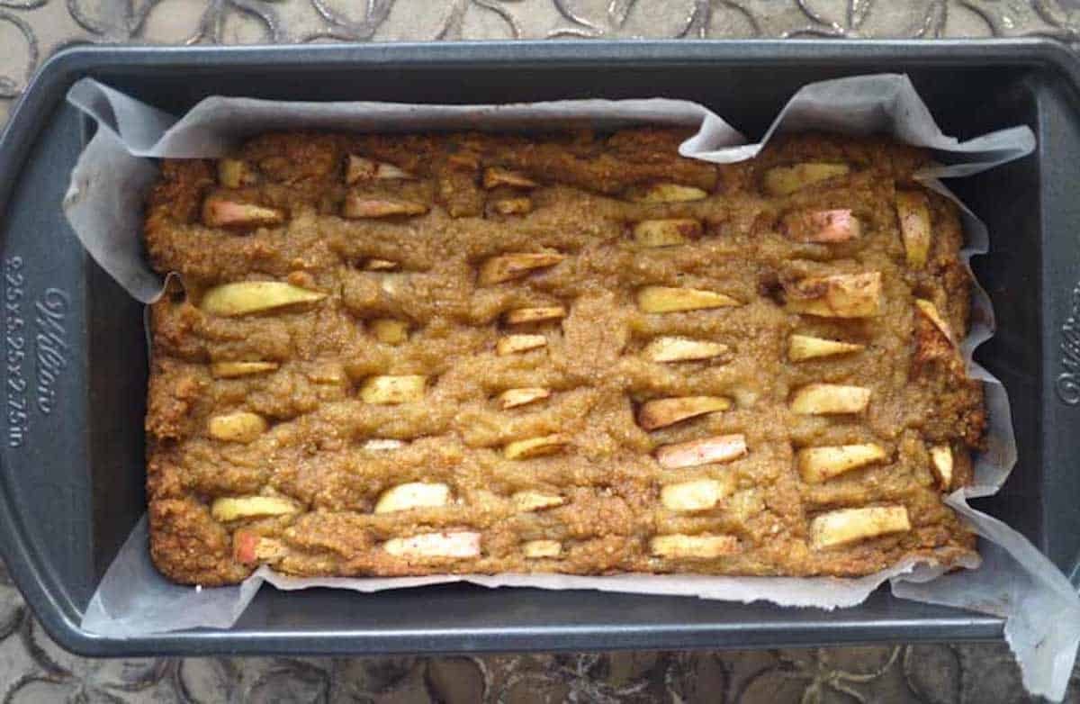 Paleo applesauce cake after baking.