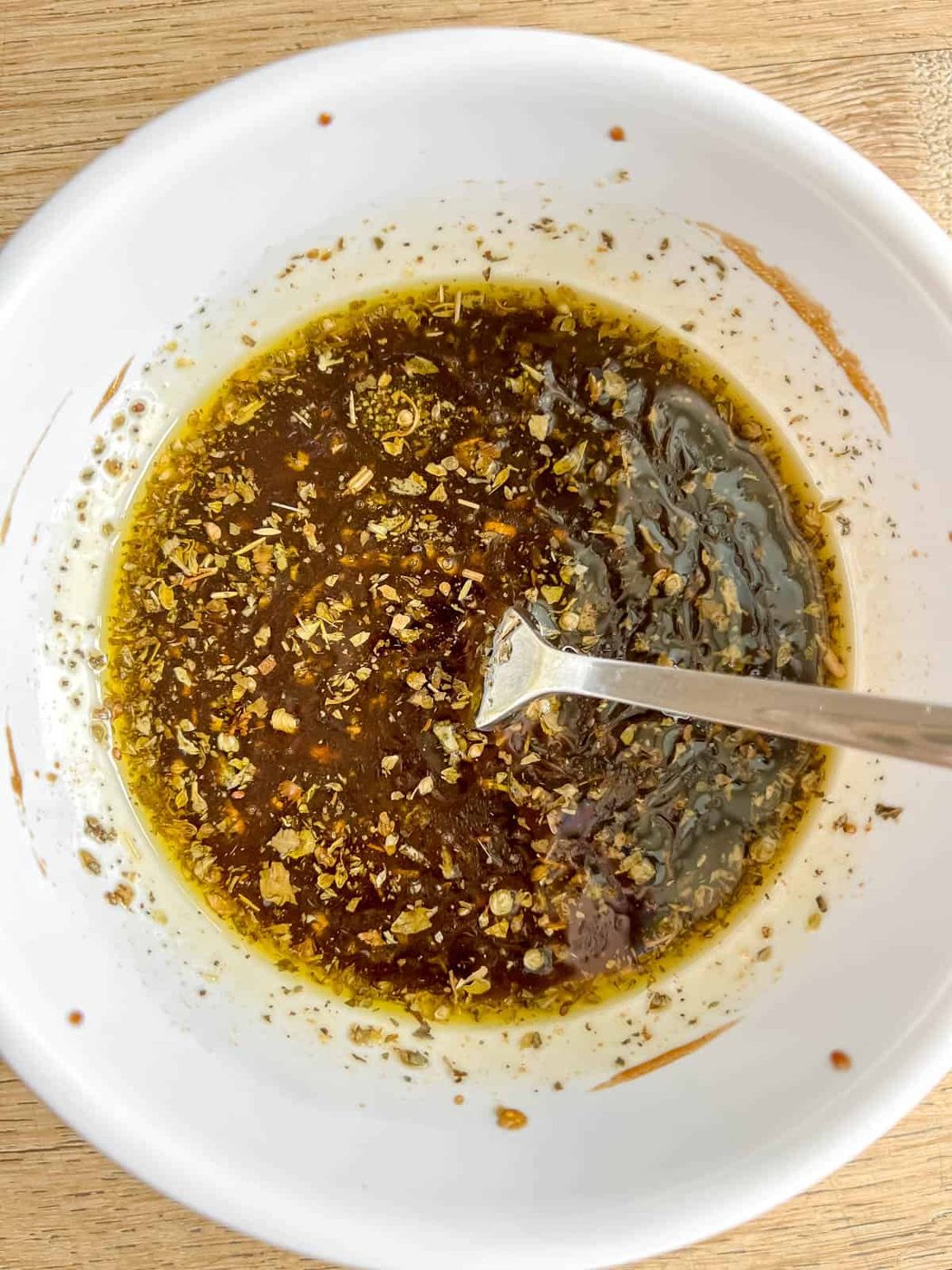 Balsamic dressing in a bowl.