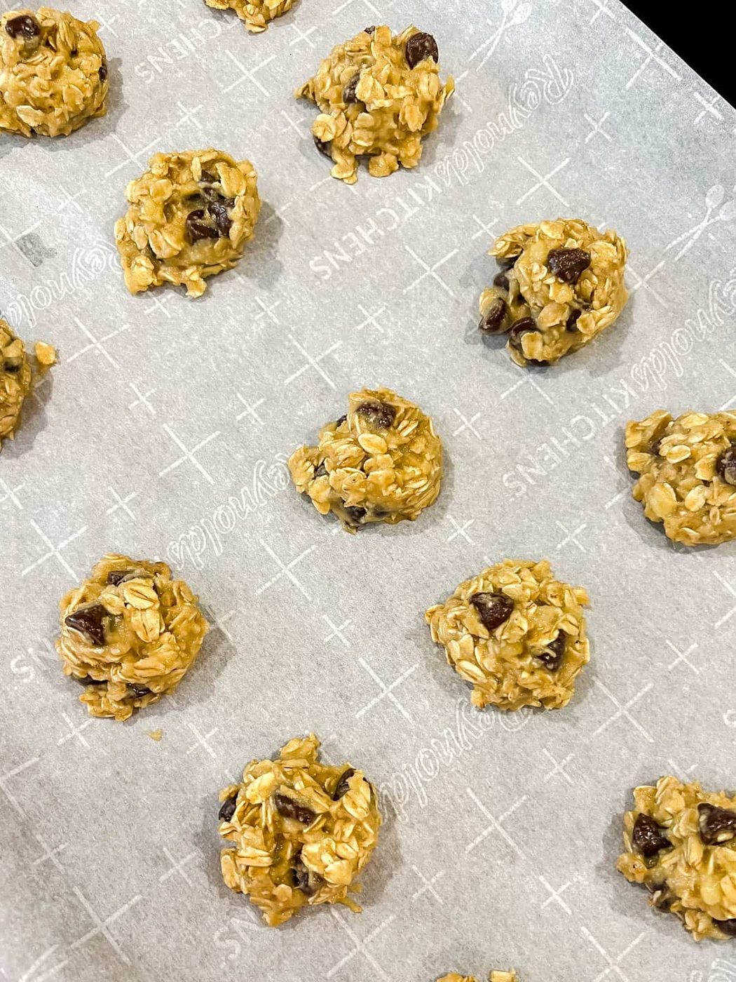 Gluten free banana chocolate chip cookies before baking.