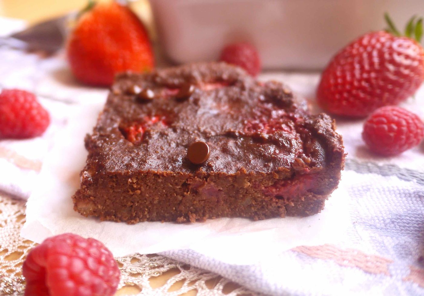 Berry Chocolate Mousse Brownies, Paleo, GF