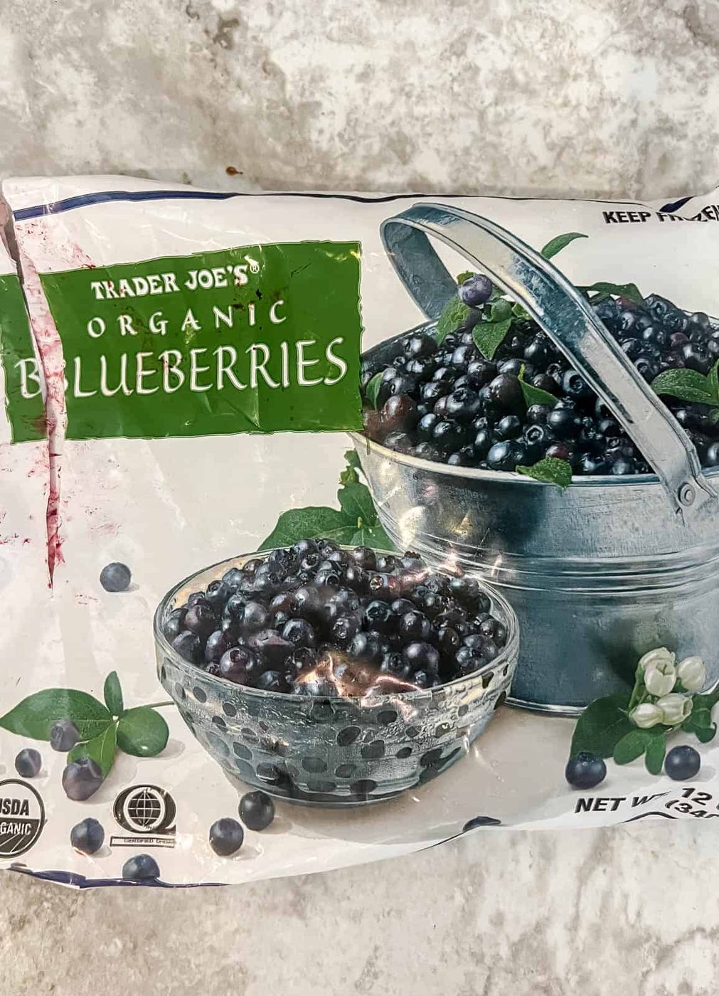 frozen blueberries used to make lighter blueberry banana bread.