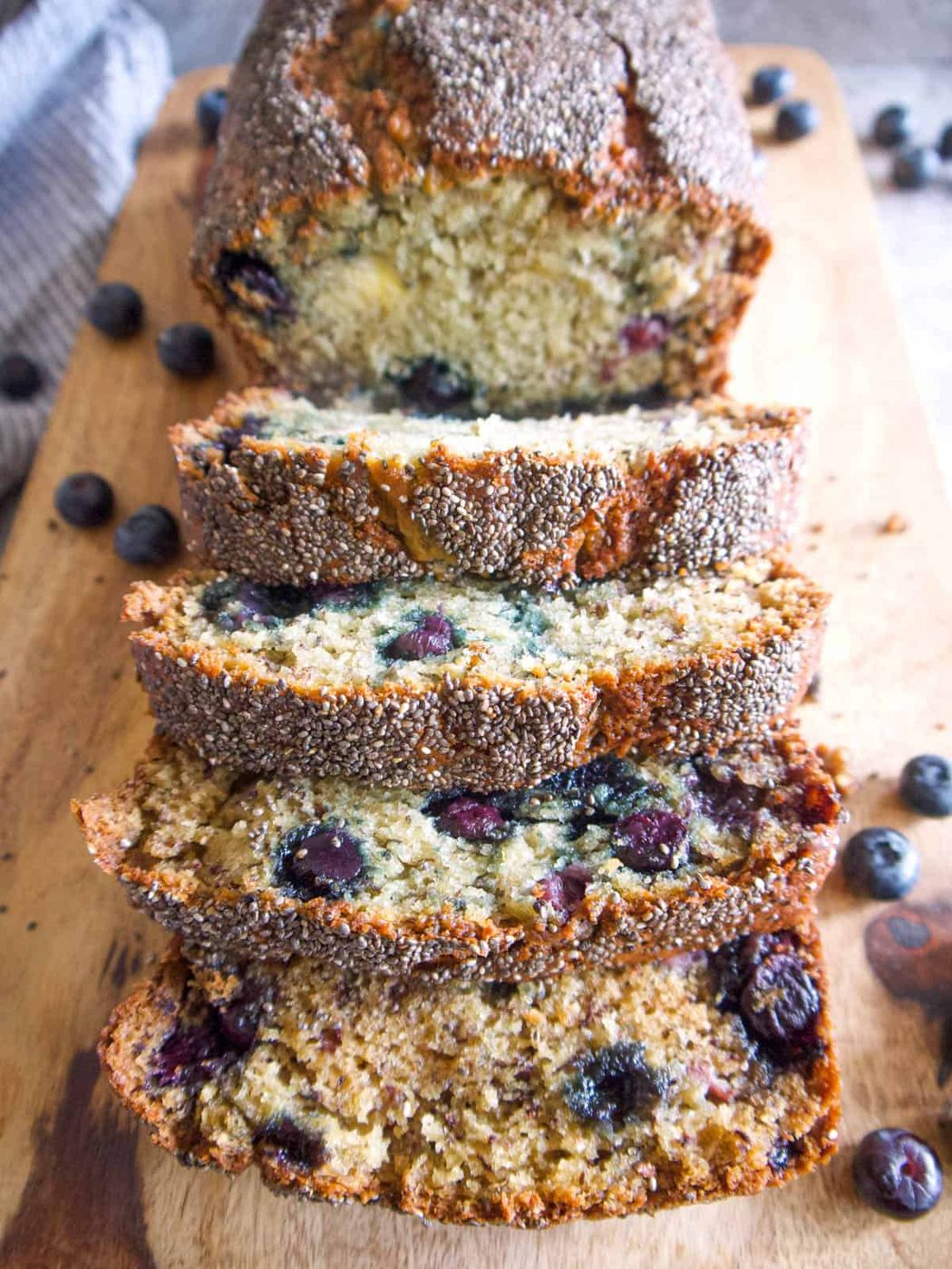 Lighter Blueberry Banana Bread with Chia Seeds