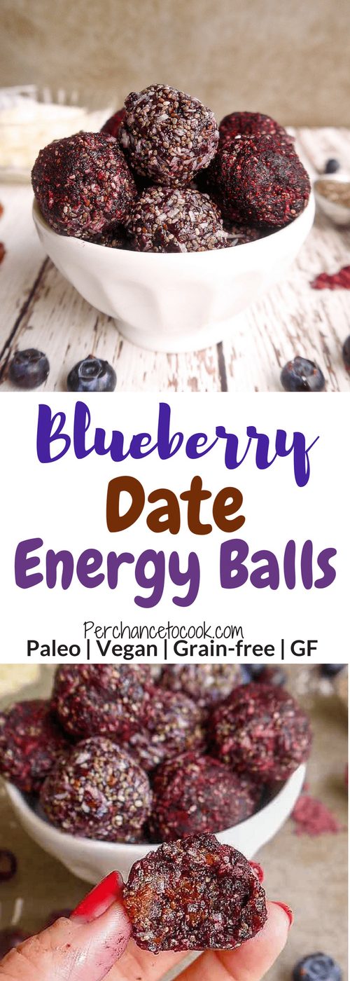 Blueberry Date Energy Balls (Paleo, Vegan)