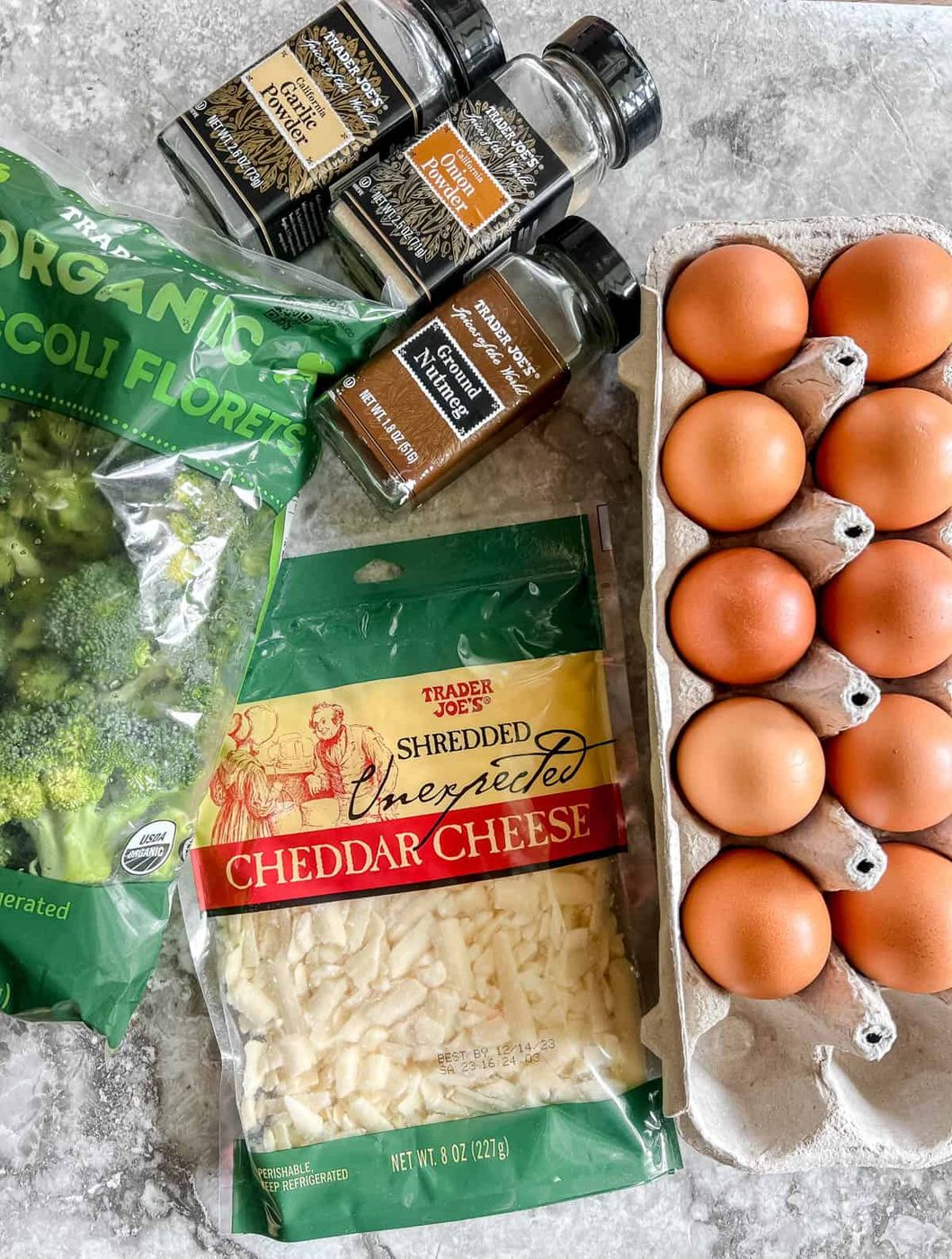 Broccoli egg muffin ingredients.