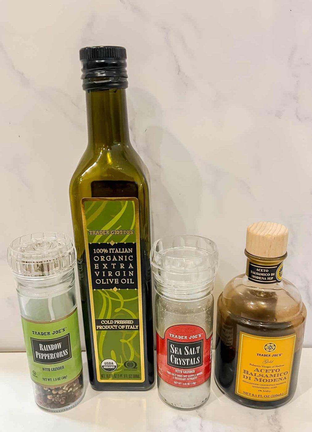 Ingredients to make the dressing in this Chicken Bruschetta Salad.