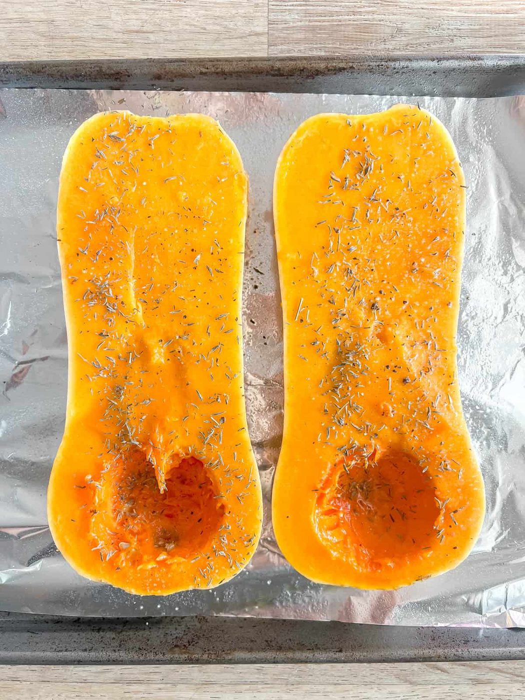 Butternut squash before baking.