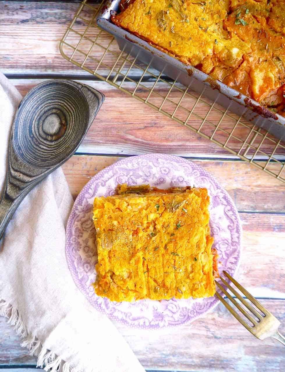 Shepherd's pie with butternut squash on a plate.