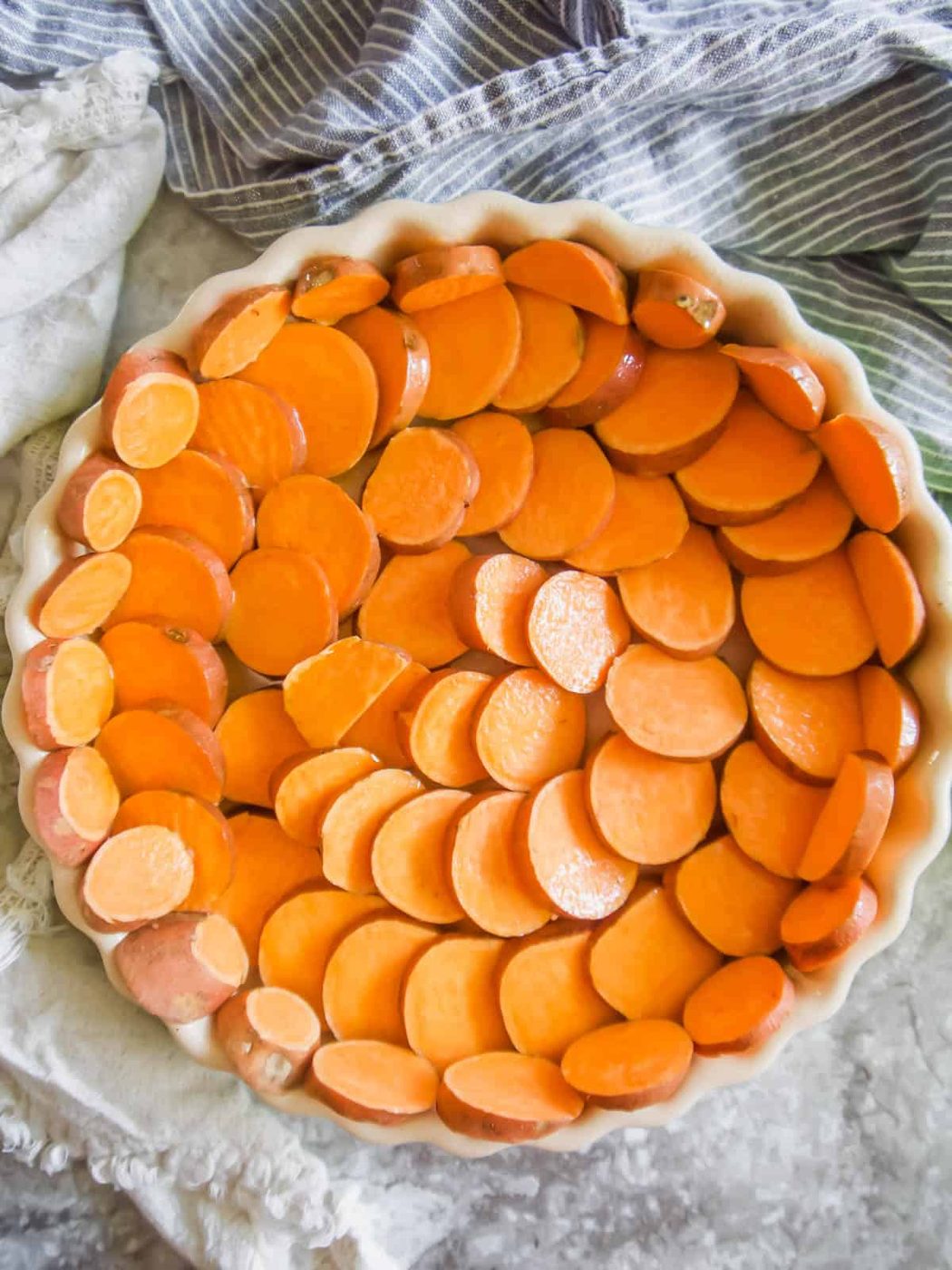 Sweet potato crust raw before baking.