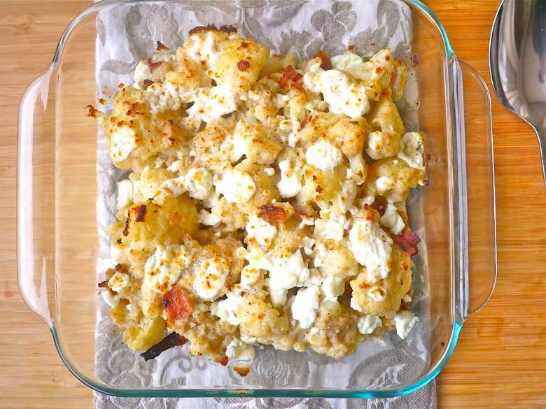 Cauliflower and Bacon Au Gratin (paleo, GF)