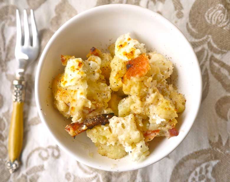 Cauliflower and Bacon Au Gratin (paleo, GF)