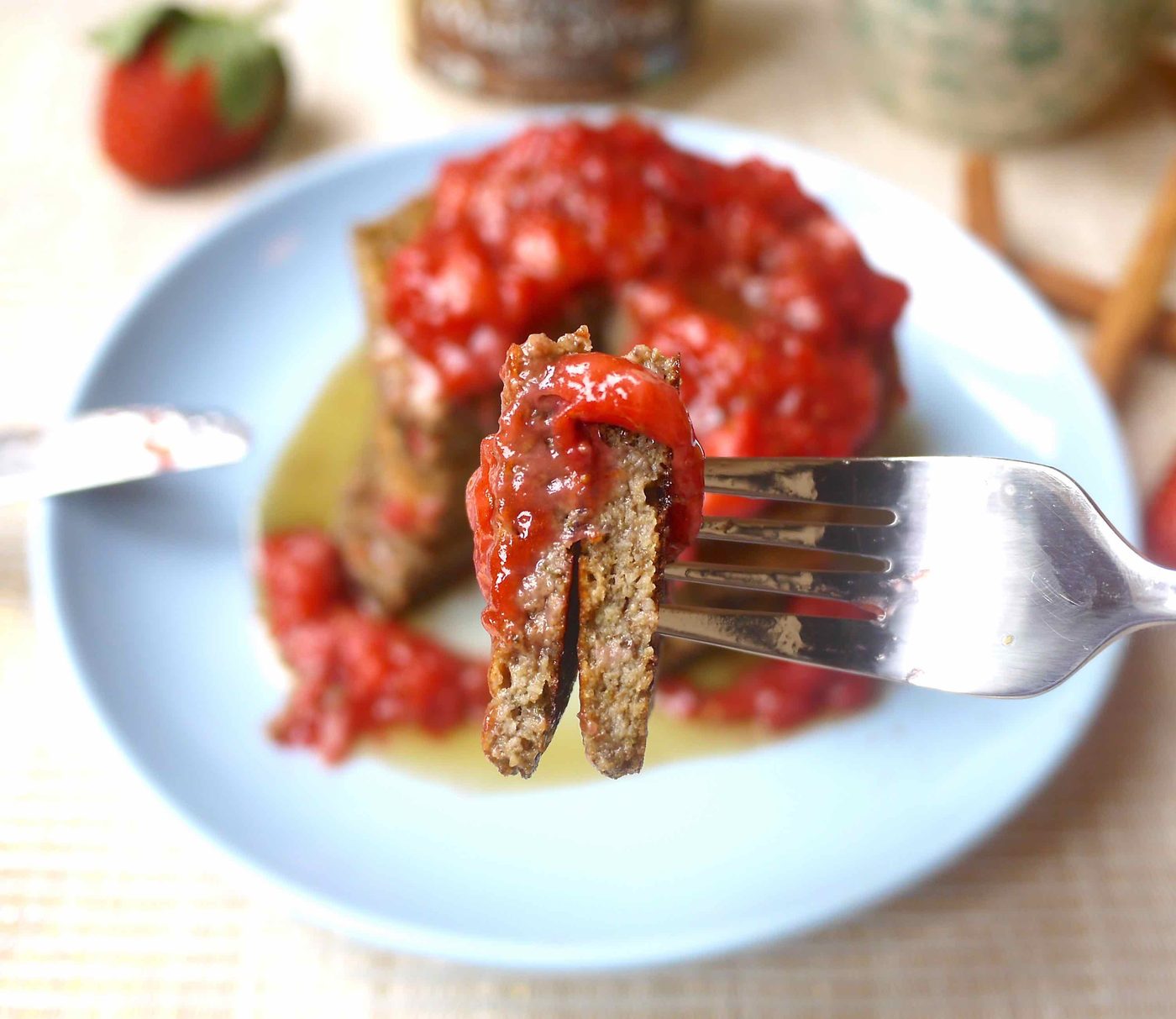 Chia Matcha Pancakes with Strawberry Maple Coulis (paleo, GF)