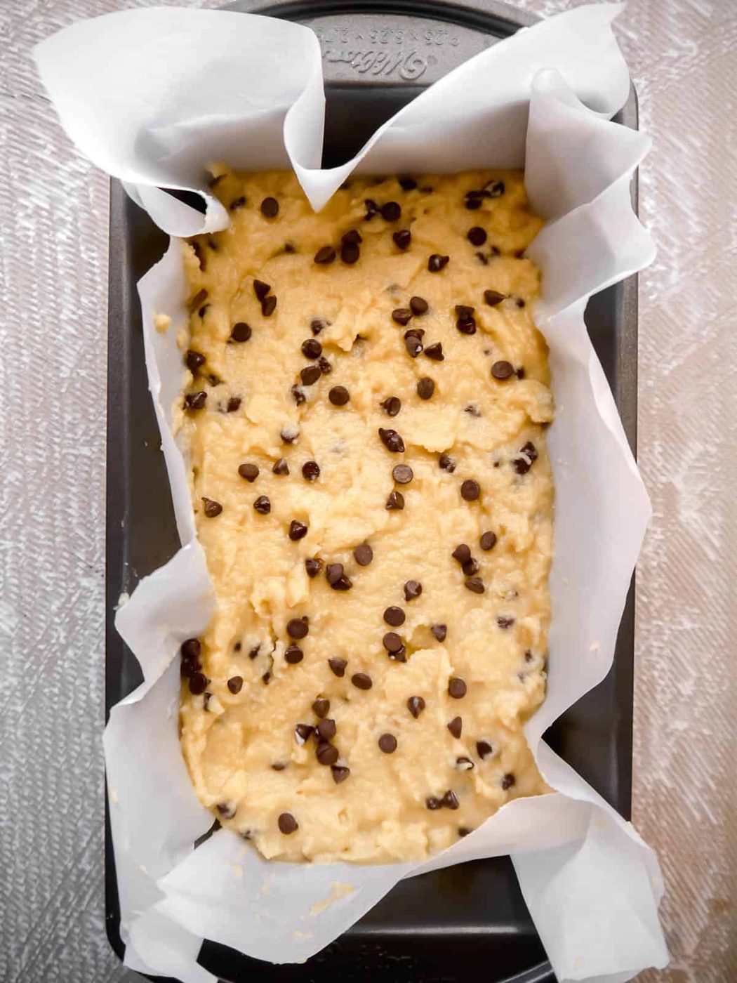 Chocolate Chip Banana Bread before baking.