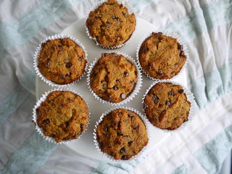 Chocolate Chip Muffins w/ Chocolate Avocado Frosting (paleo, GF)