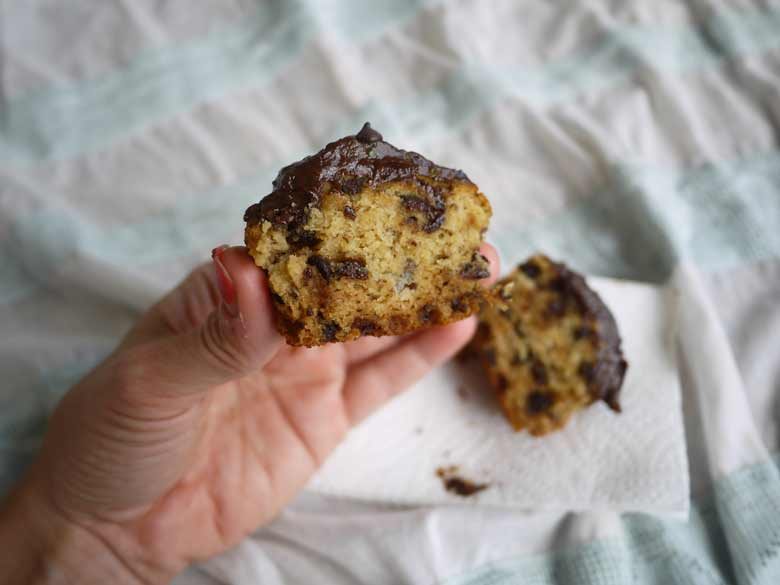 Chocolate Chip Muffins w/ Chocolate Avocado Frosting (paleo, GF)