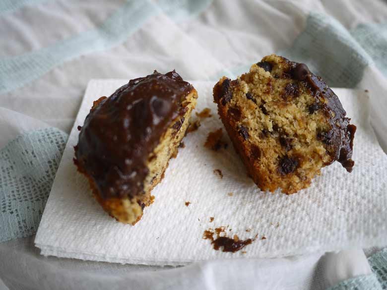 Chocolate Chip Muffins w/ Chocolate Avocado Frosting (paleo, GF)