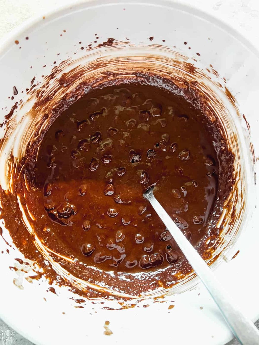 Wet and dry ingredients mixed together.