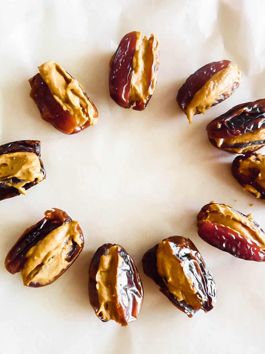 Stuffed dates with sunflower butter mixture.