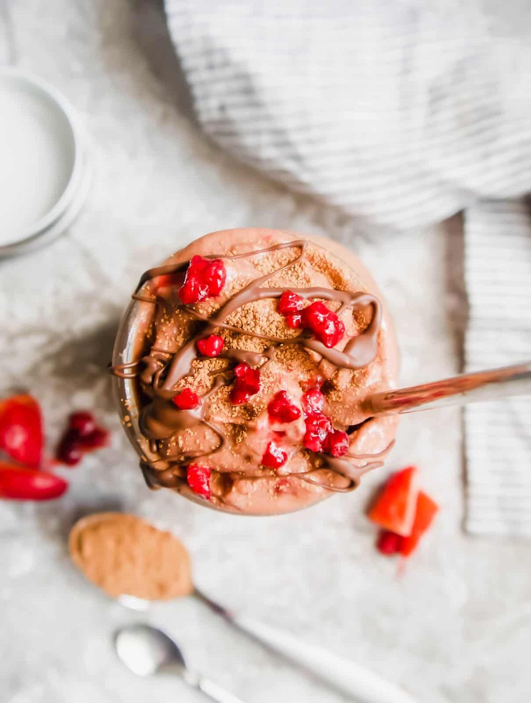 Chocolate Raspberry Cauliflower Smoothie (Paleo, GF)