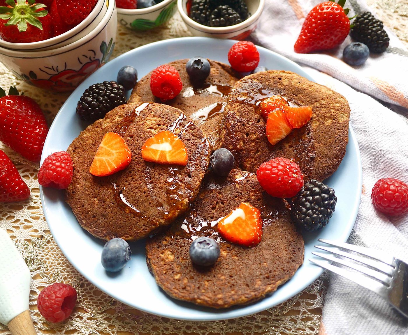 Treat your taste buds and your body to these Chocolatey Cocoa Paleo Pancakes (GF)