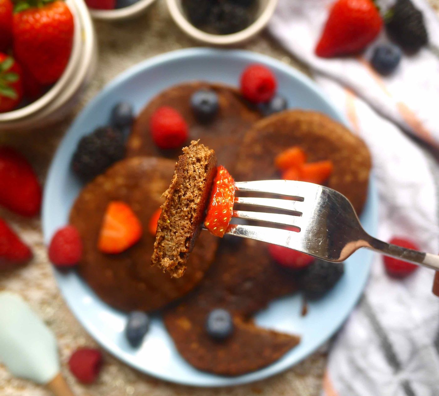Treat your taste buds and your body to these Chocolatey Cocoa Paleo Pancakes (GF)