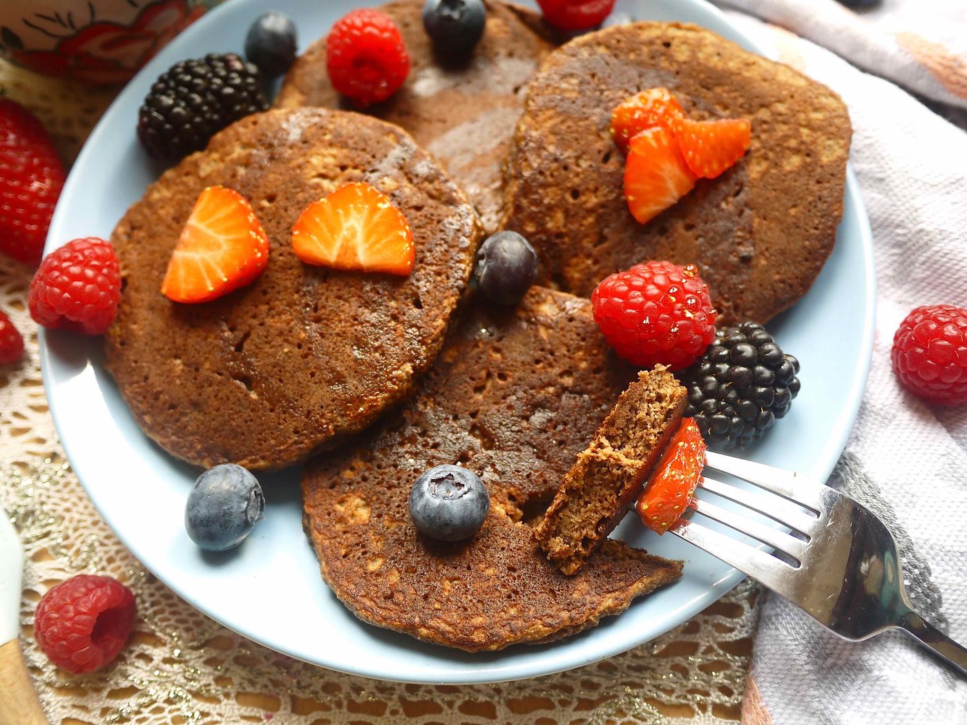 Treat your taste buds and your body to these Chocolatey Cocoa Paleo Pancakes (GF)
