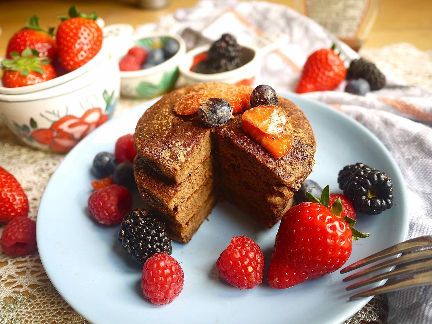 Treat your taste buds and your body to these Chocolatey Cocoa Paleo Pancakes (GF)