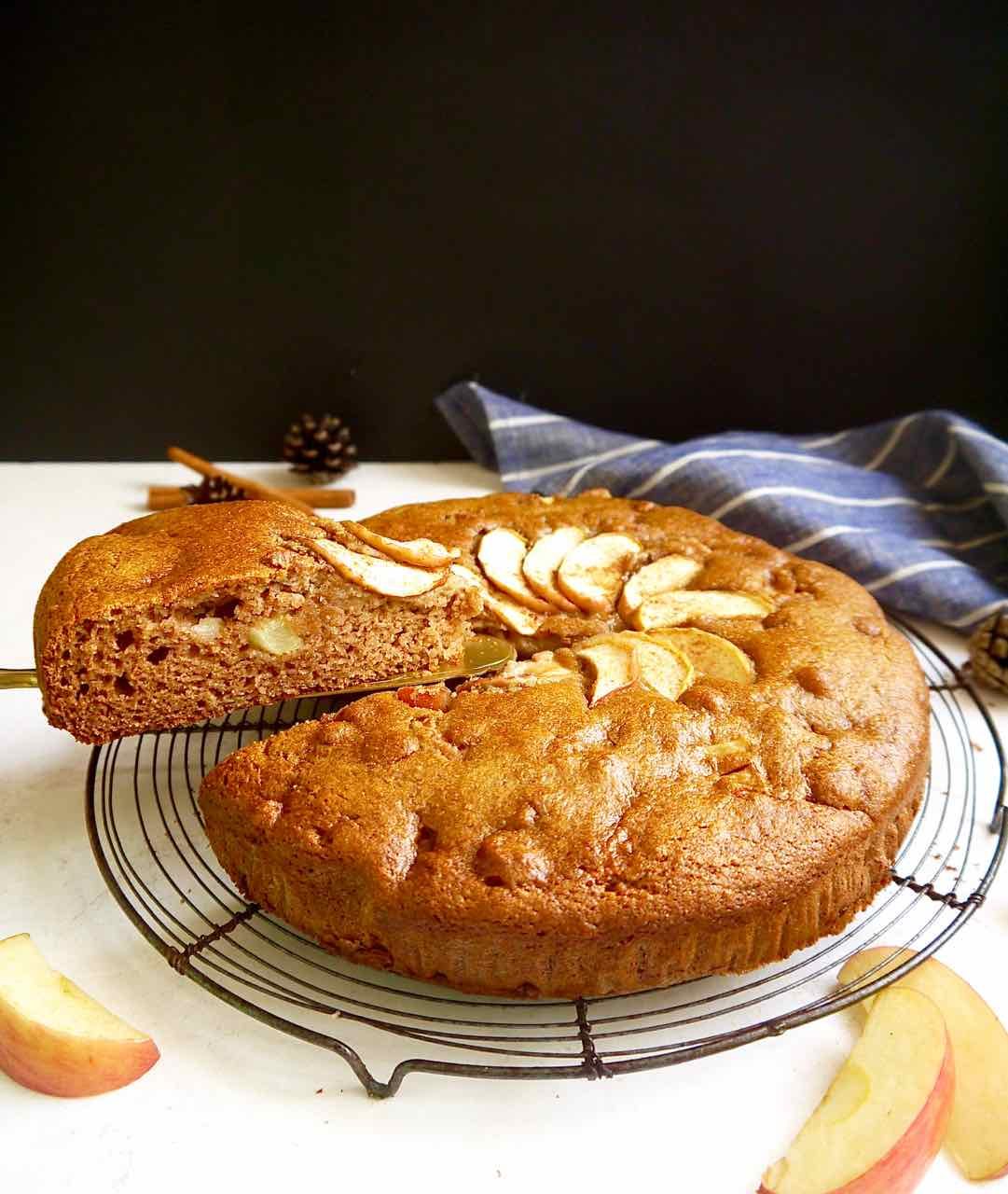 Paleo apple cake after baking.