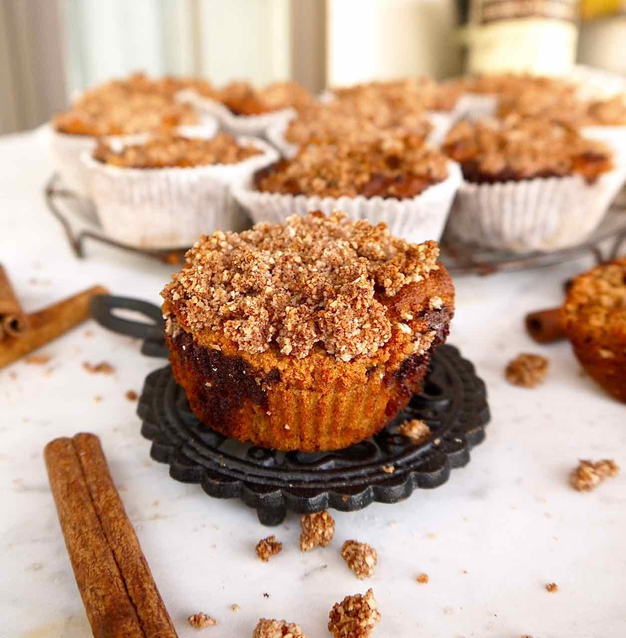 Cinnamon Coffee Cake Crumble Muffins (Paleo, GF)