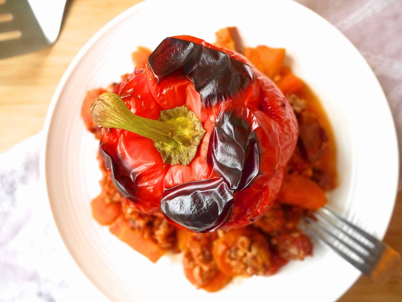 Clean Ground Turkey Roasted Stuffed Peppers, Paleo, Gluten-free