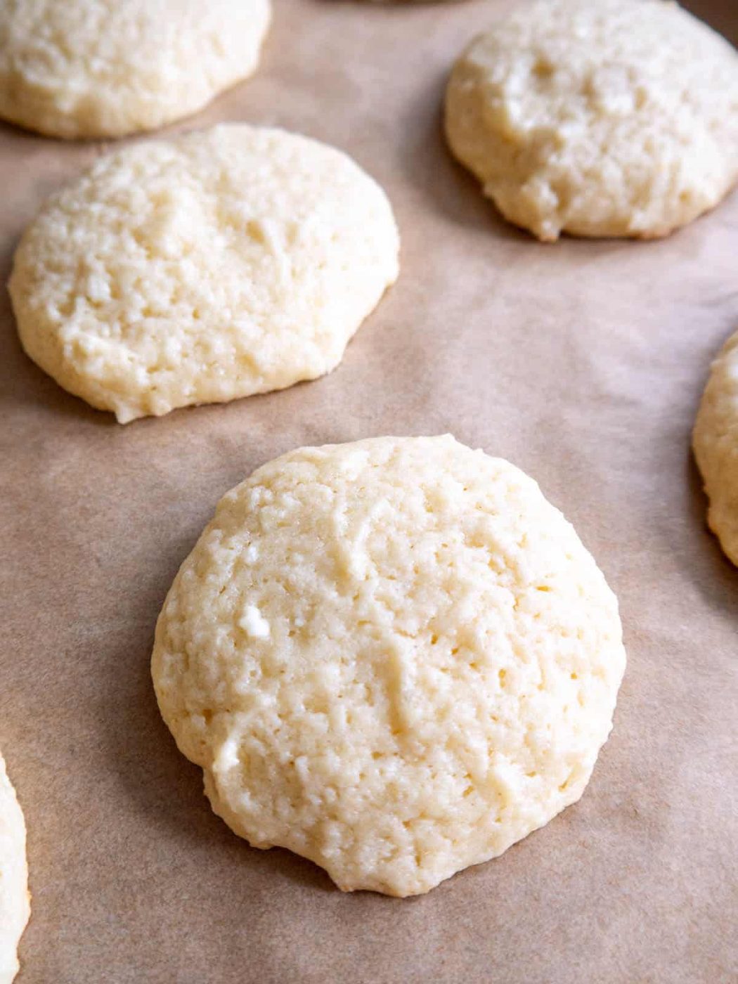 Cottage cheese sugar cookie on a pan.