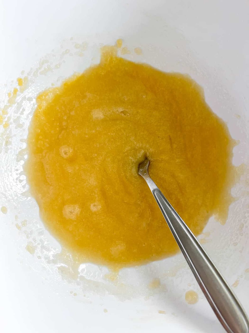 Egg and vanilla added to sugar mixture.