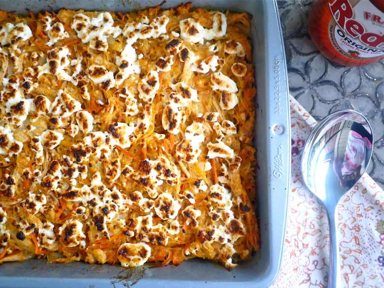 Creamy Buffalo Chicken Spaghetti Squash Casserole (paleo, GF)