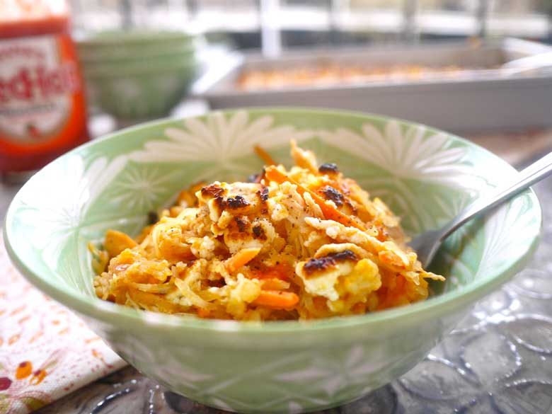 Creamy Buffalo Chicken Spaghetti Squash Casserole (paleo, GF)