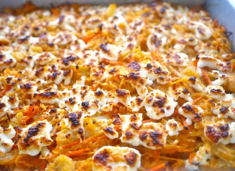 Creamy Buffalo Chicken Spaghetti Squash Casserole (paleo, GF)