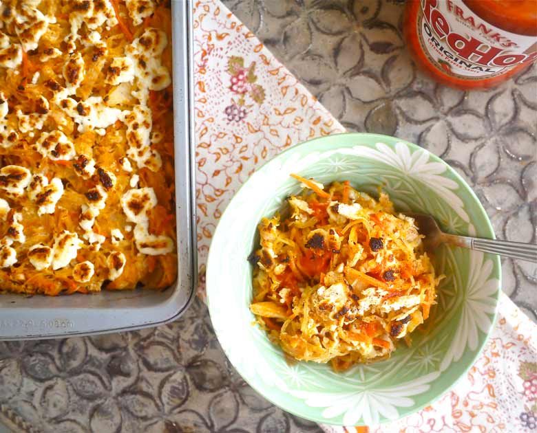 Creamy Buffalo Chicken Spaghetti Squash Casserole (paleo, GF)