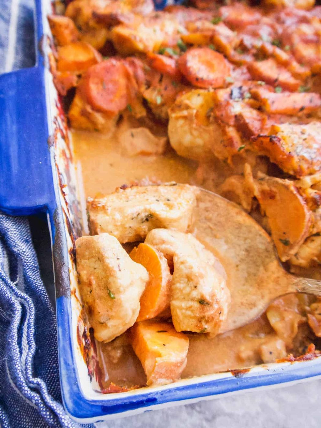 Chicken tomato casserole after cooking.