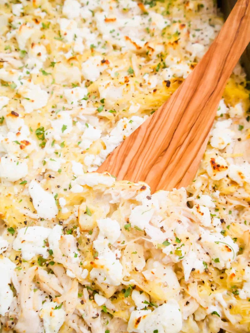 Spaghetti Squash Chicken Casserole after baking.