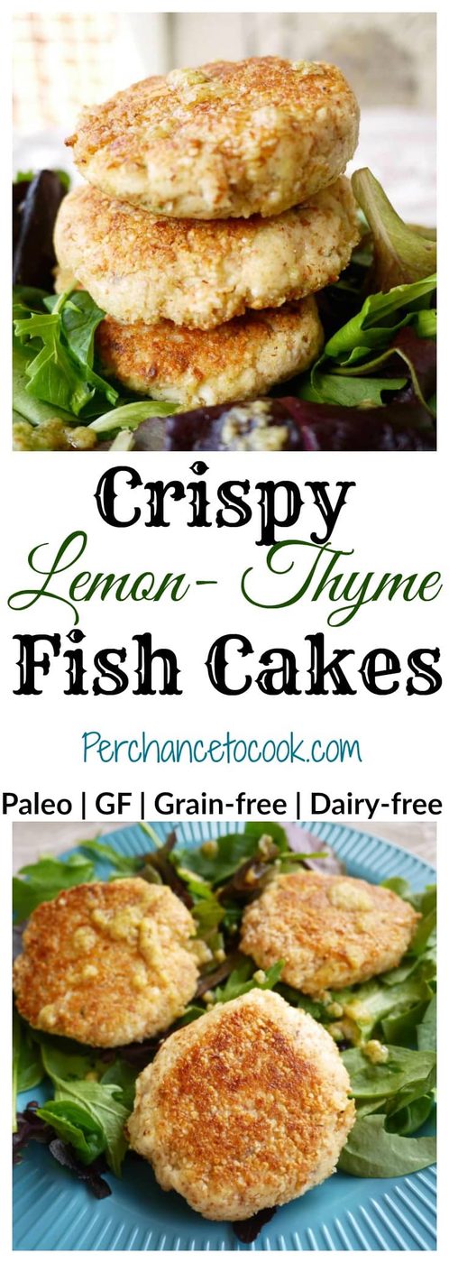 Paleo Crispy Lemon-Thyme Fish Cakes (GF)- a restaurant-quality way to eat lighter fish.