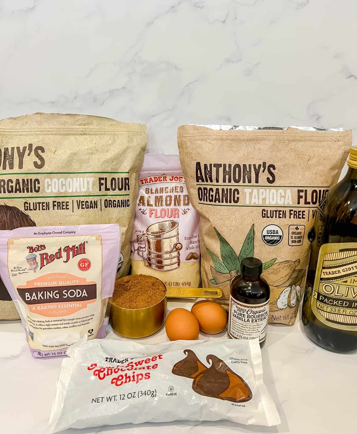 Crispy Paleo Chocolate Chip Cookie ingredients.